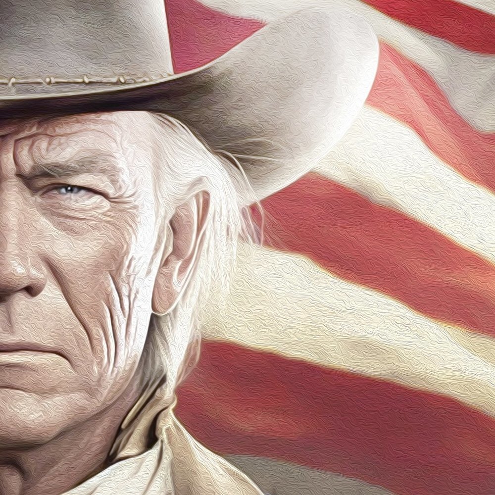 8x8 Donald Trump x John‎ Wayne American Flag Fantasy Watercolor Oil Painting - Picture 3 of 7